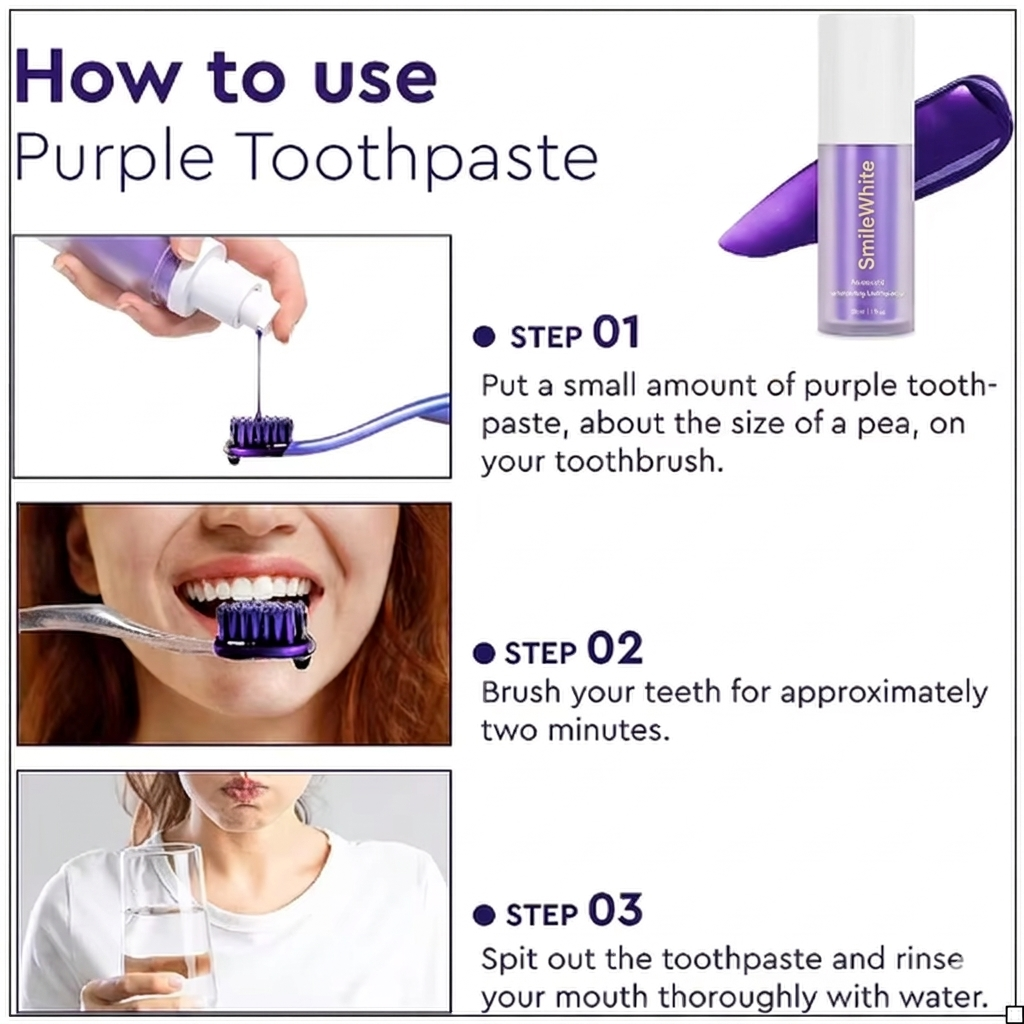 SmileWhite V34 Purple Color Correcting Toothpaste β Neutralize Yellow Stains