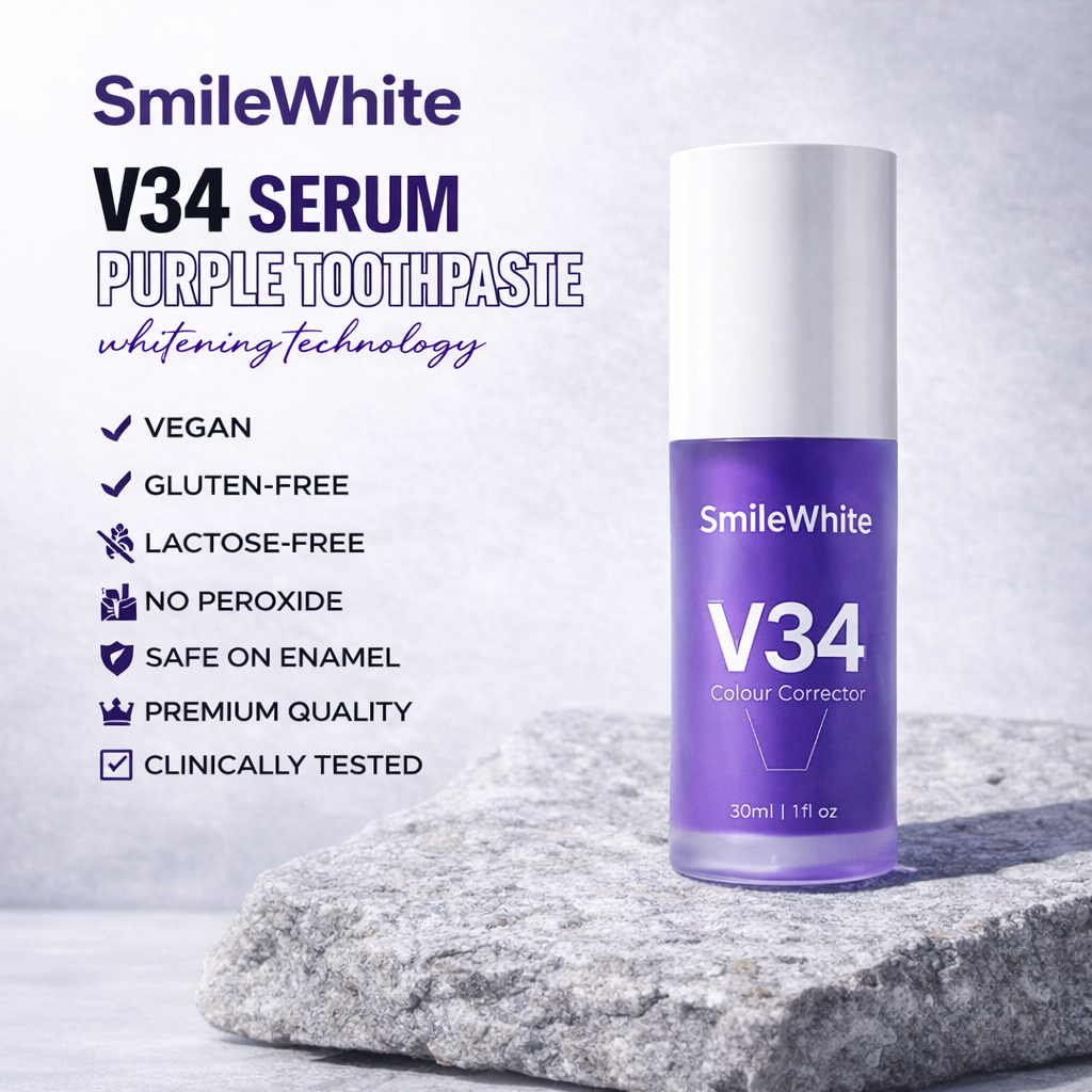 SmileWhite V34 Purple Color Correcting Toothpaste – Neutralize Yellow Stains