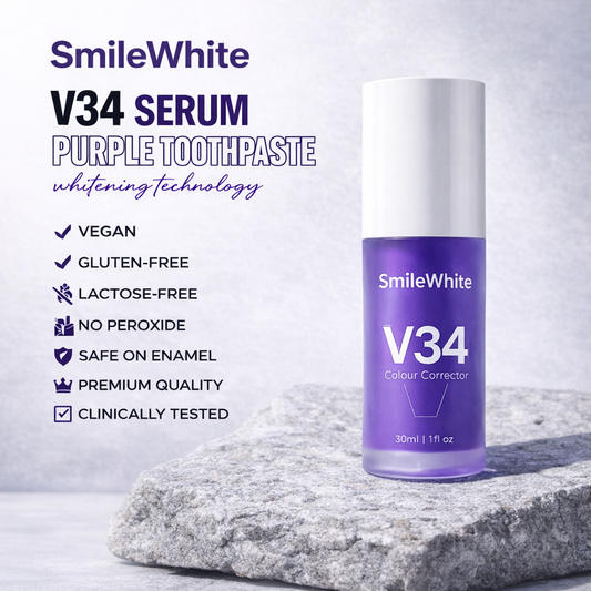 SmileWhite V34 Purple Color Correcting Toothpaste – Neutralize Yellow Stains