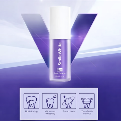 SmileWhite V34 Purple Color Correcting Toothpaste – Neutralize Yellow Stains