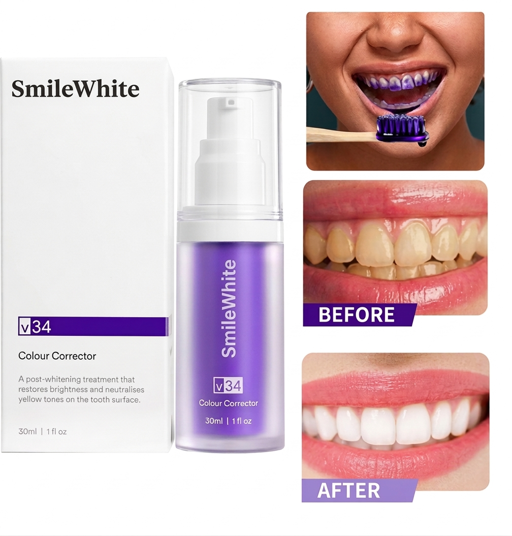 SmileWhite V34 Purple Color Correcting Toothpaste – Neutralize Yellow Stains