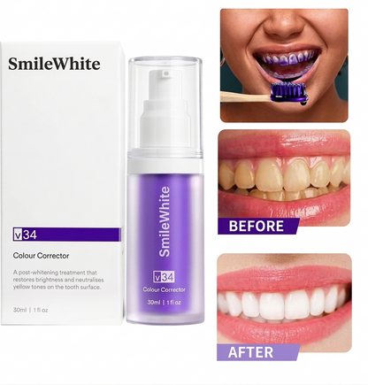SmileWhite V34 Purple Color Correcting Toothpaste – Neutralize Yellow Stains