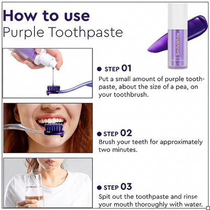 SmileWhite V34 Purple Color Correcting Toothpaste – Neutralize Yellow Stains