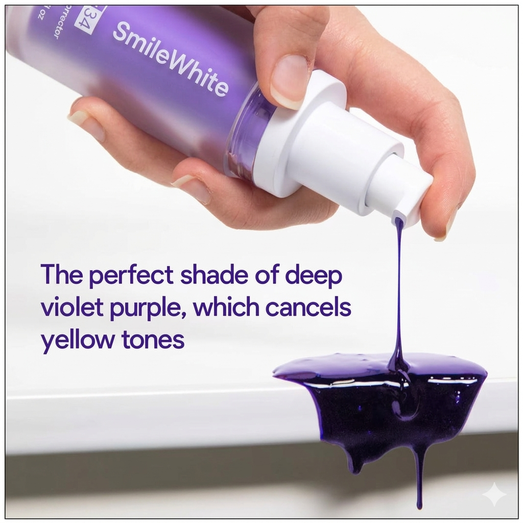 SmileWhite V34 Purple Color Correcting Toothpaste – Neutralize Yellow Stains